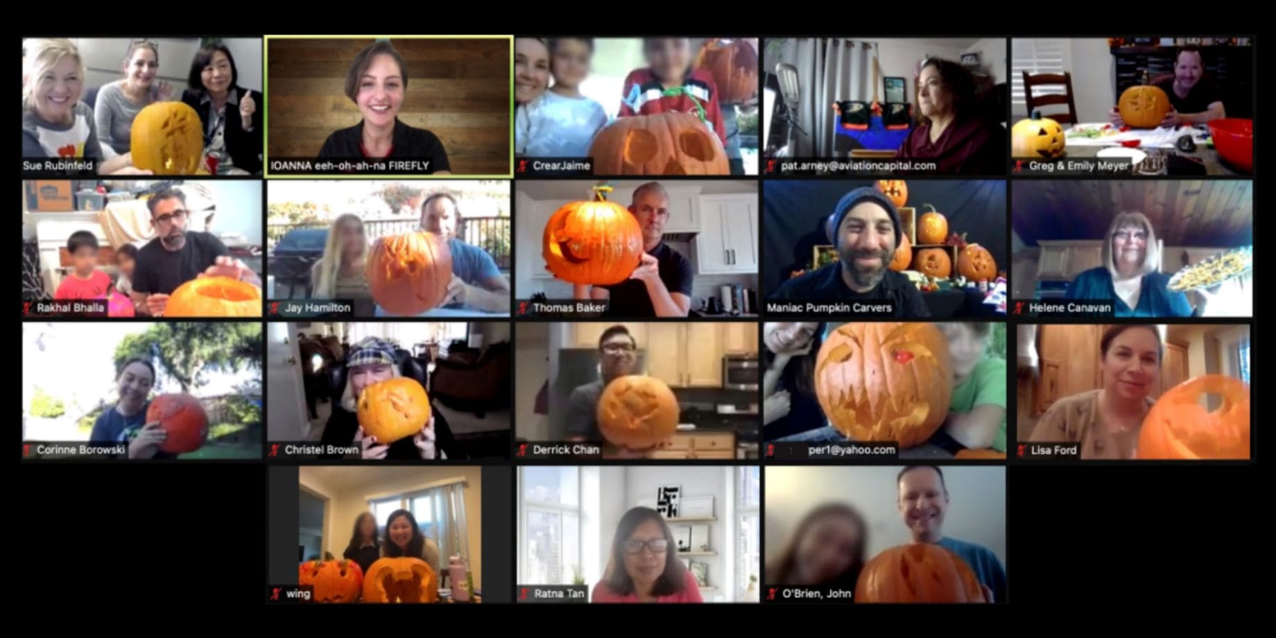 At a Halloween pumpkin carving event. Organized various events on Zoom to communicate between employees during pandemic.