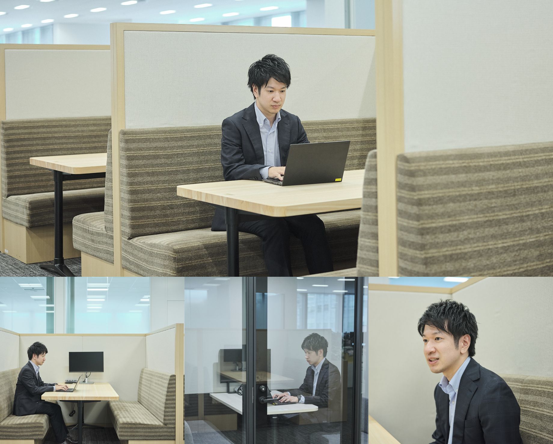 Ohgishi: “The family restaurant-style booth is an open space, so I can work in a relaxed atmosphere.”